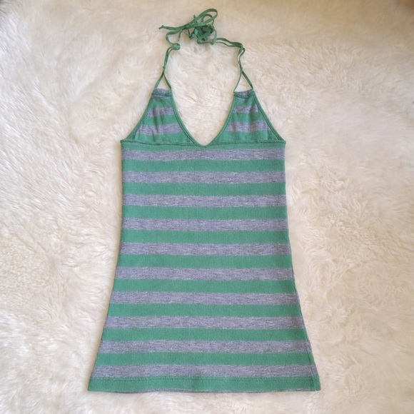 Ella Moss Spaghetti Strap Halter Tank in Green + Gray w/Built in bra - XS - Picture 3 of 7